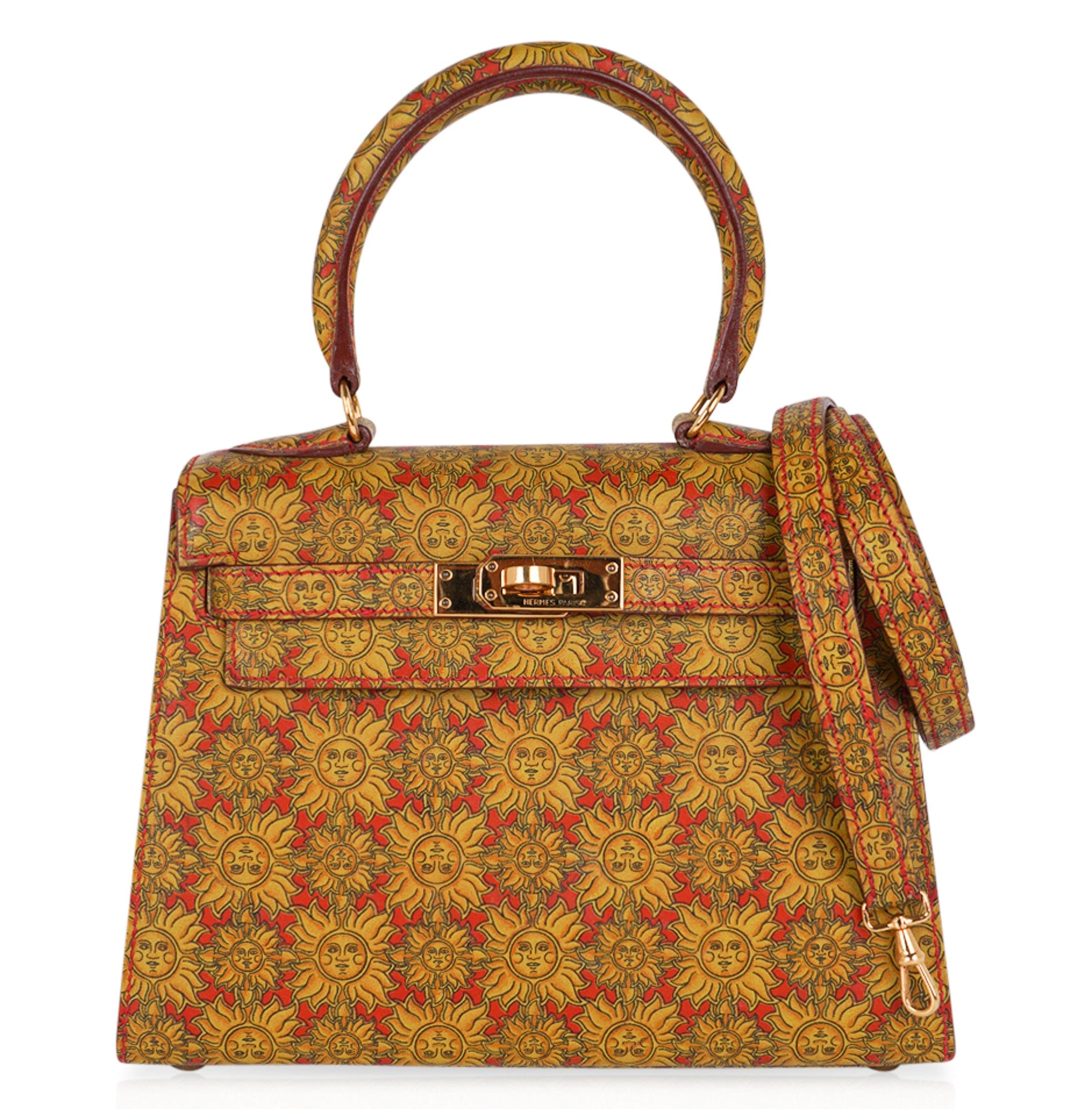 👜Vintage Mini Kelly 20 Bag Sellier Soleil Box Leather with Gold Hardware