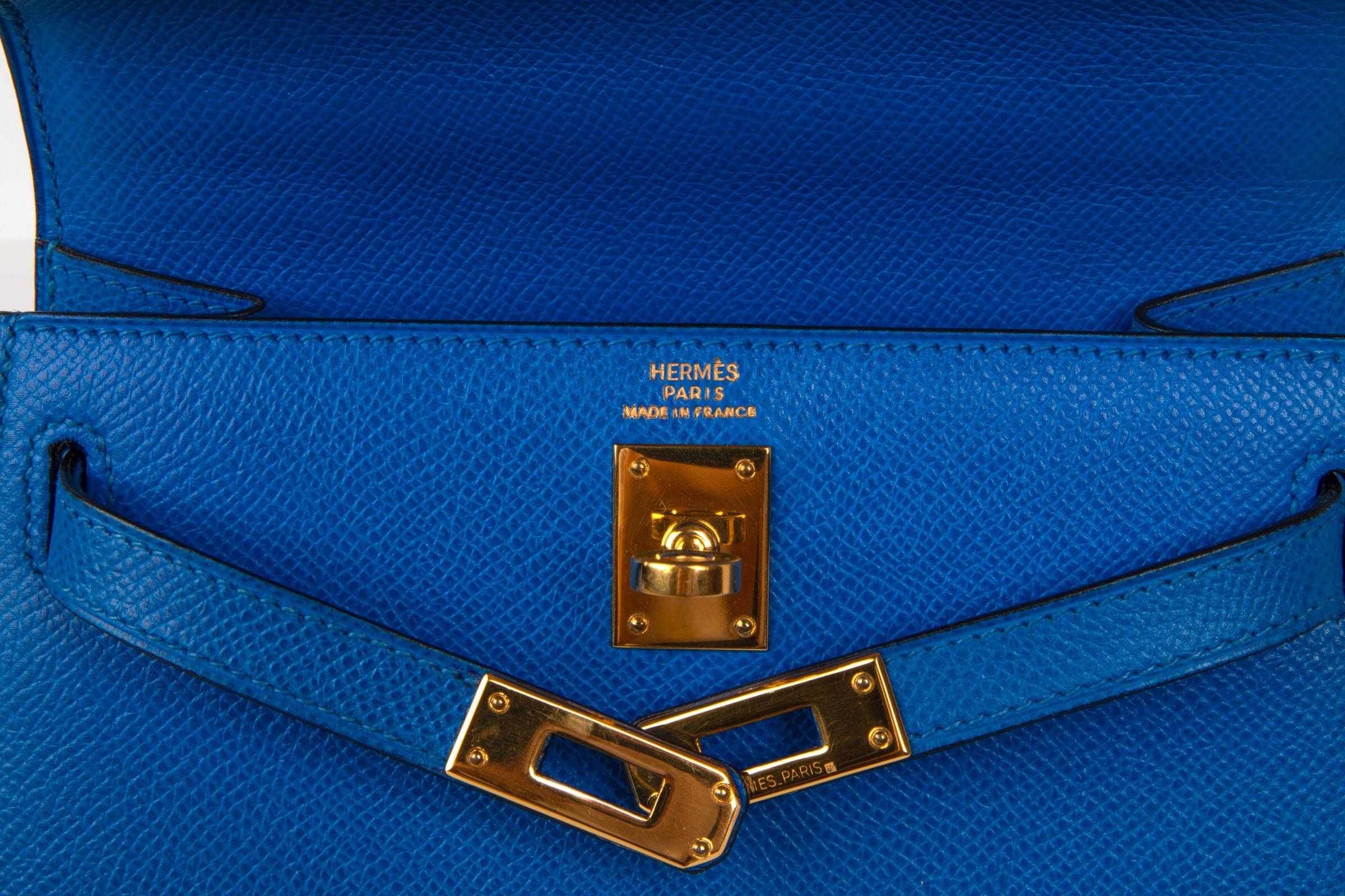 👜Vintage Kelly 20 Sellier Mini Blue de France Courchevel Gold Hardware
