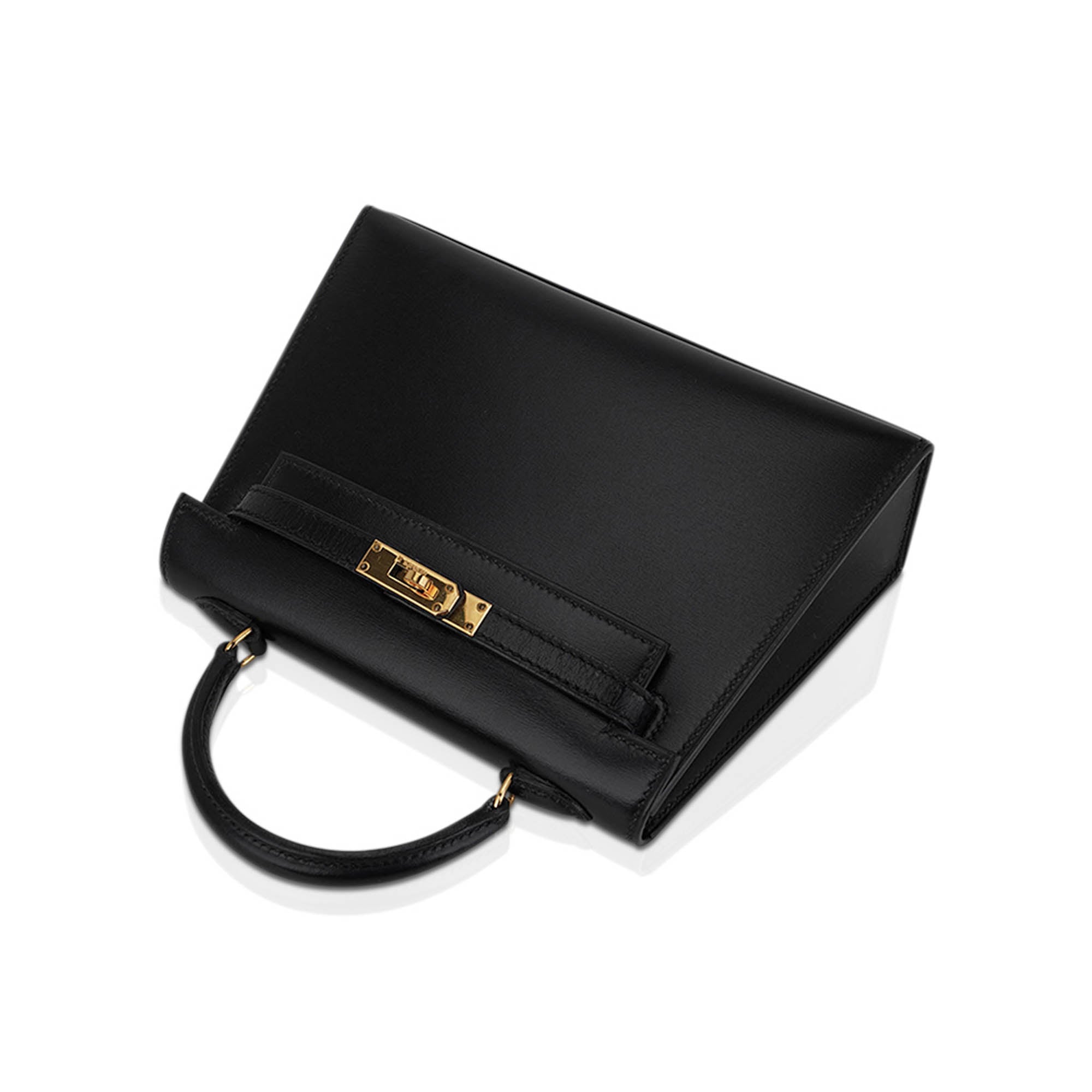 👜Vintage Kelly 15 Micro Sellier Bag Black Box Leather with Gold Hardware