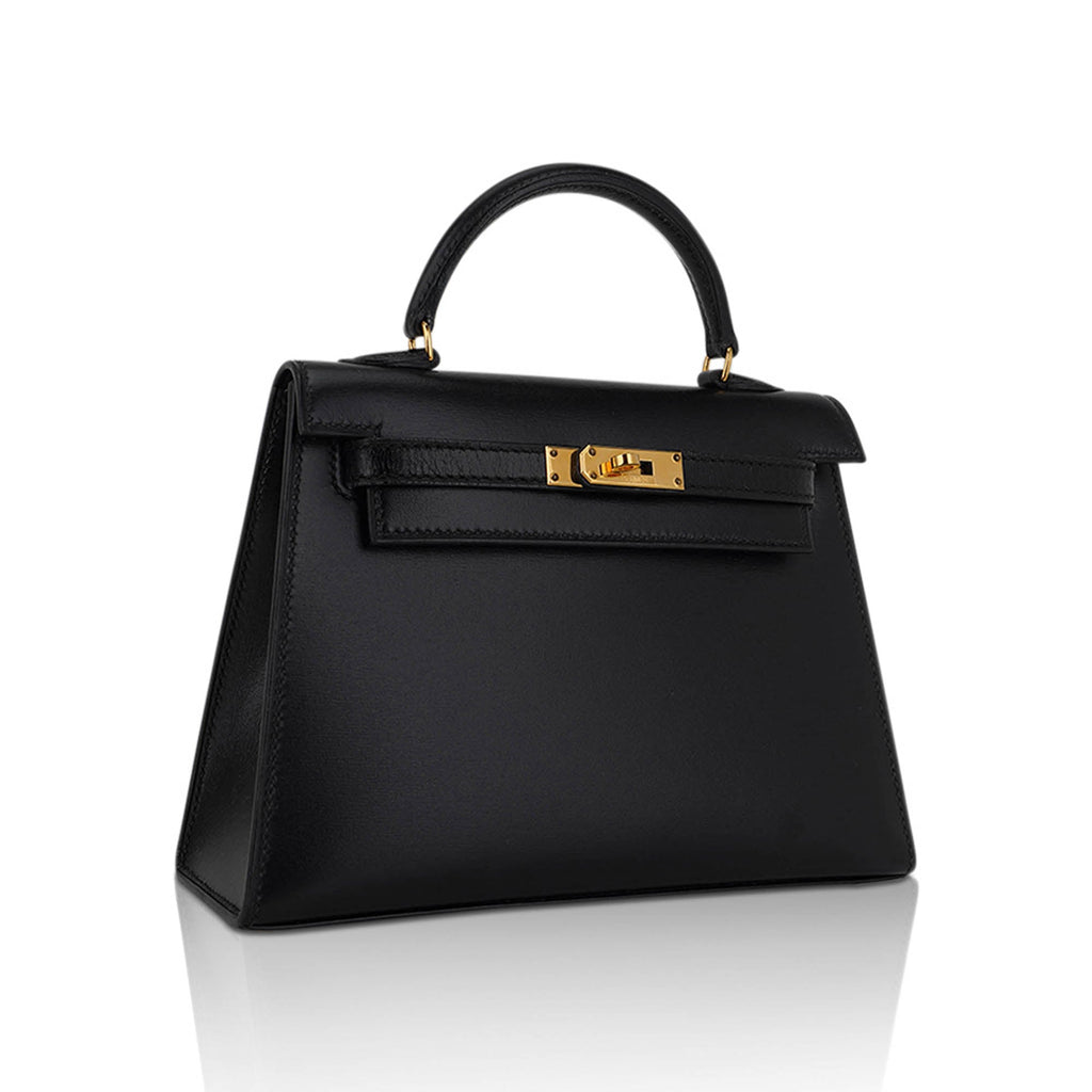 👜Vintage Kelly 15 Micro Sellier Bag Black Box Leather with Gold Hardware