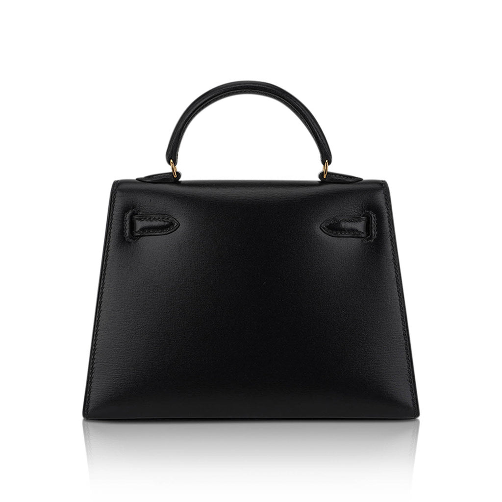 👜Vintage Kelly 15 Micro Sellier Bag Black Box Leather with Gold Hardware