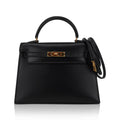 👜Vintage Kelly 15 Micro Sellier Bag Black Box Leather with Gold Hardware