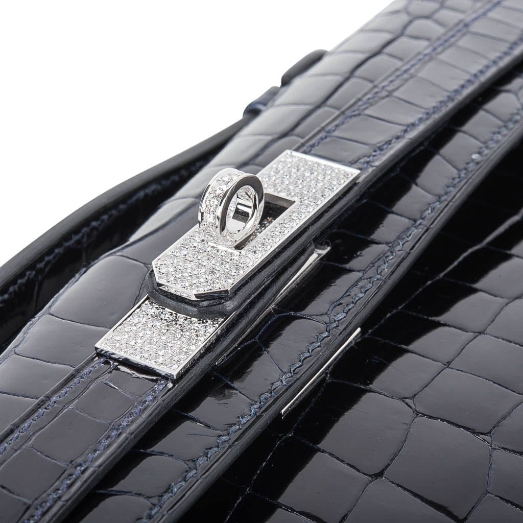 👜Kelly Cut Diamond Blue Marine Crocodile Bag Exquisite Clutch