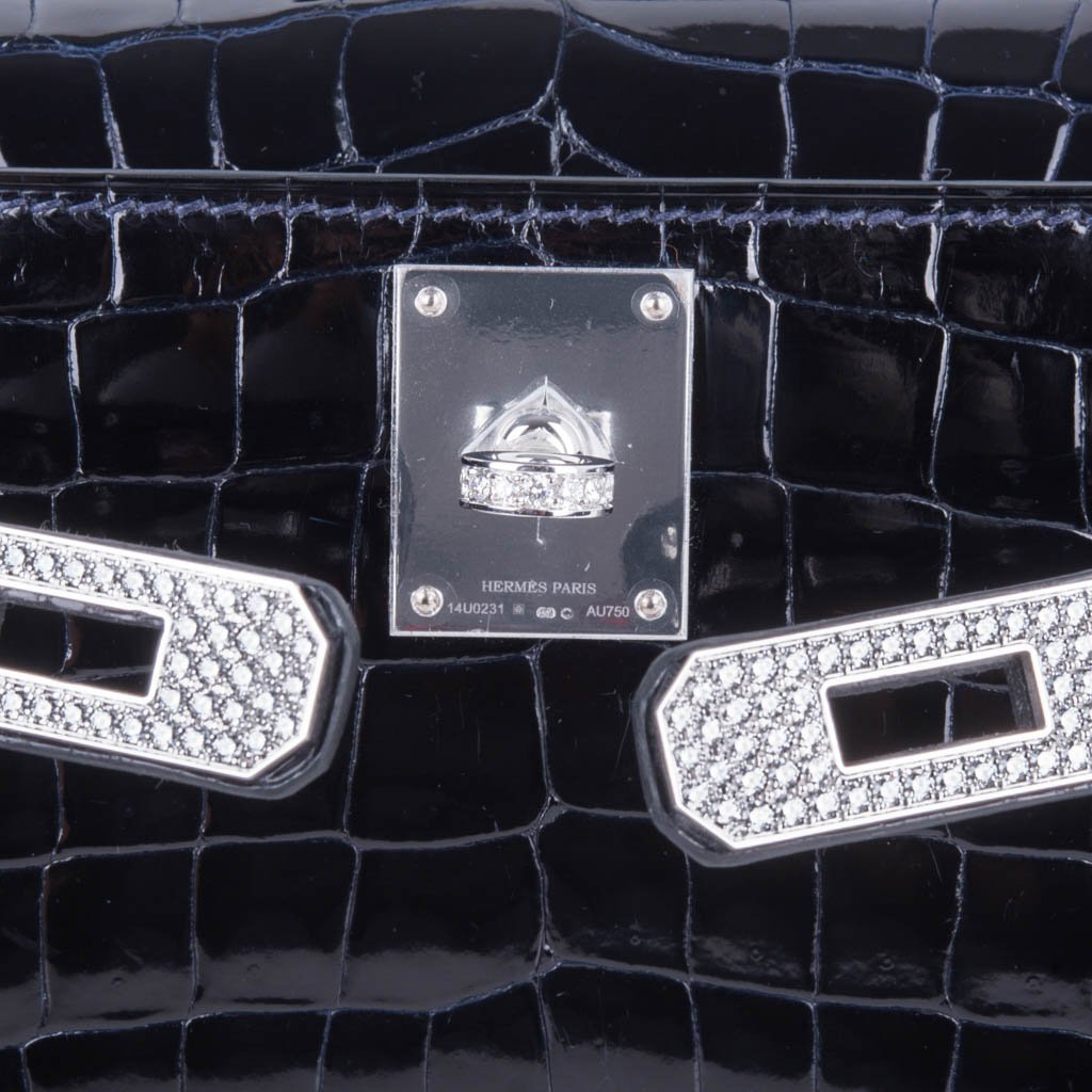 👜Kelly Cut Diamond Blue Marine Crocodile Bag Exquisite Clutch