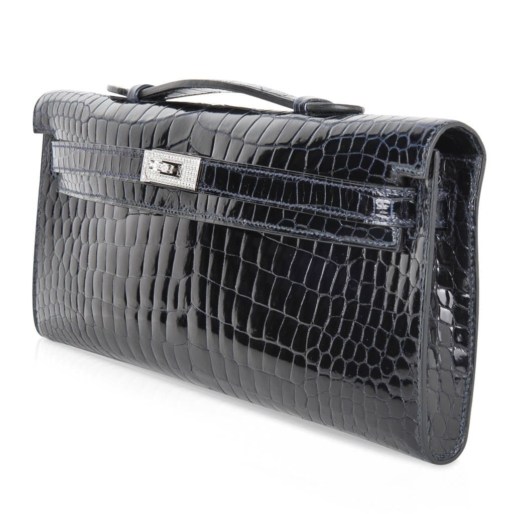 👜Kelly Cut Diamond Blue Marine Crocodile Bag Exquisite Clutch