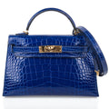 👜Kelly 20 Mini Sellier Bag Blue Electric Alligator Gold Hardware Limited