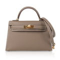 👜Kelly 20 Mini Sellier Bag Etoupe Limited Edition Epsom Gold Hardware