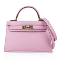 👜Kelly 20 Mini Sellier Bag Mauve Sylvestre Epsom Permabrass Hardware
