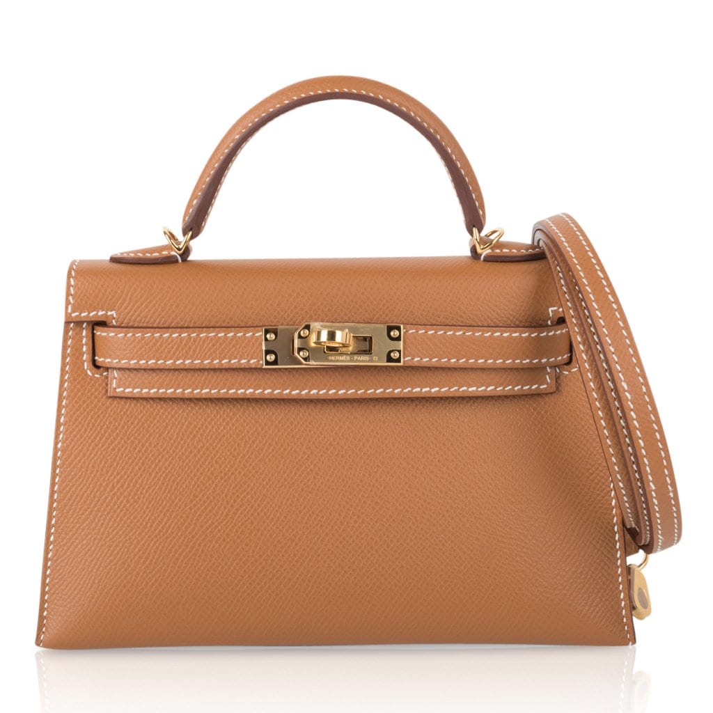 👜Mini Kelly 20 Bag Sellier Gold Epsom Leather with Gold Hardware