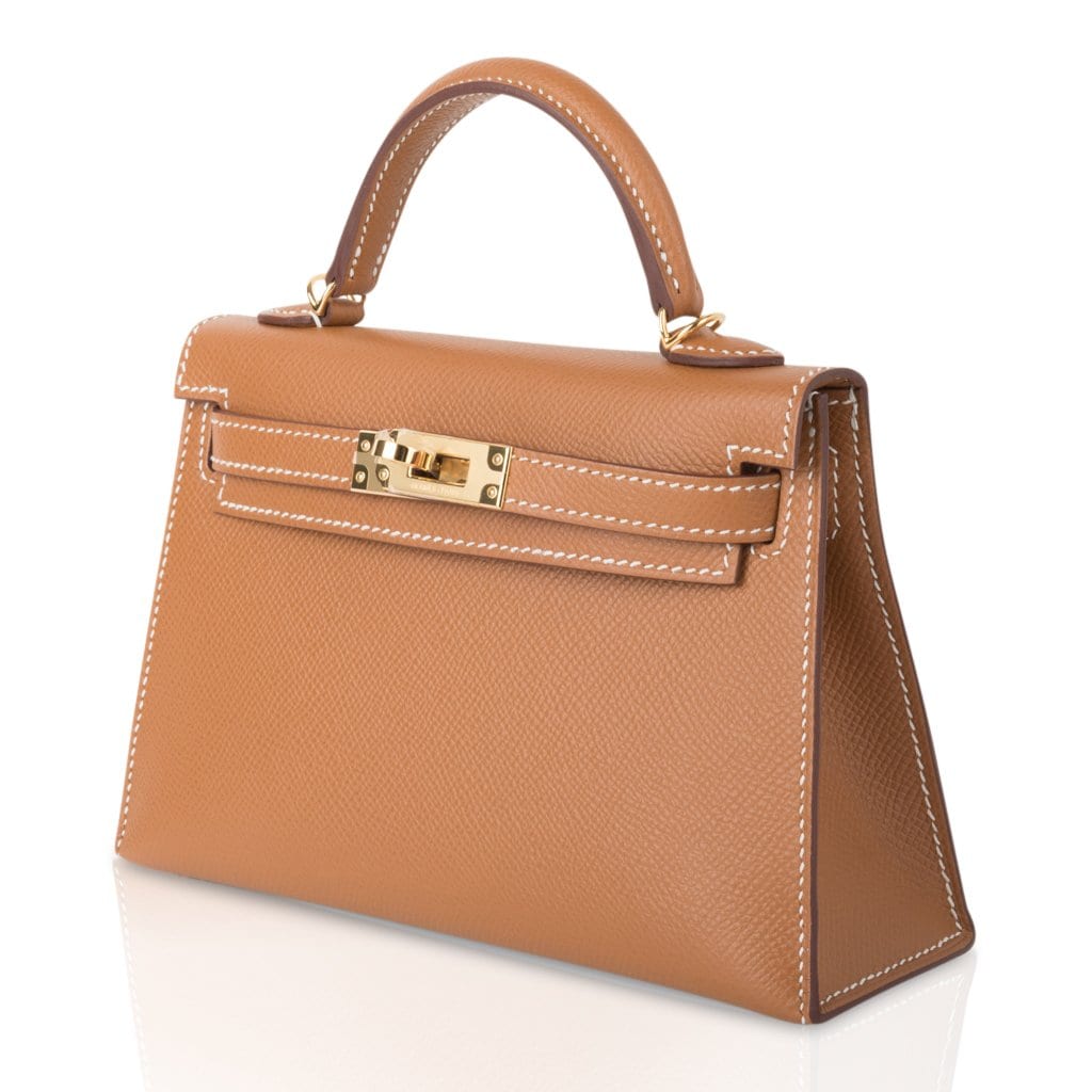 👜Mini Kelly 20 Bag Sellier Gold Epsom Leather with Gold Hardware