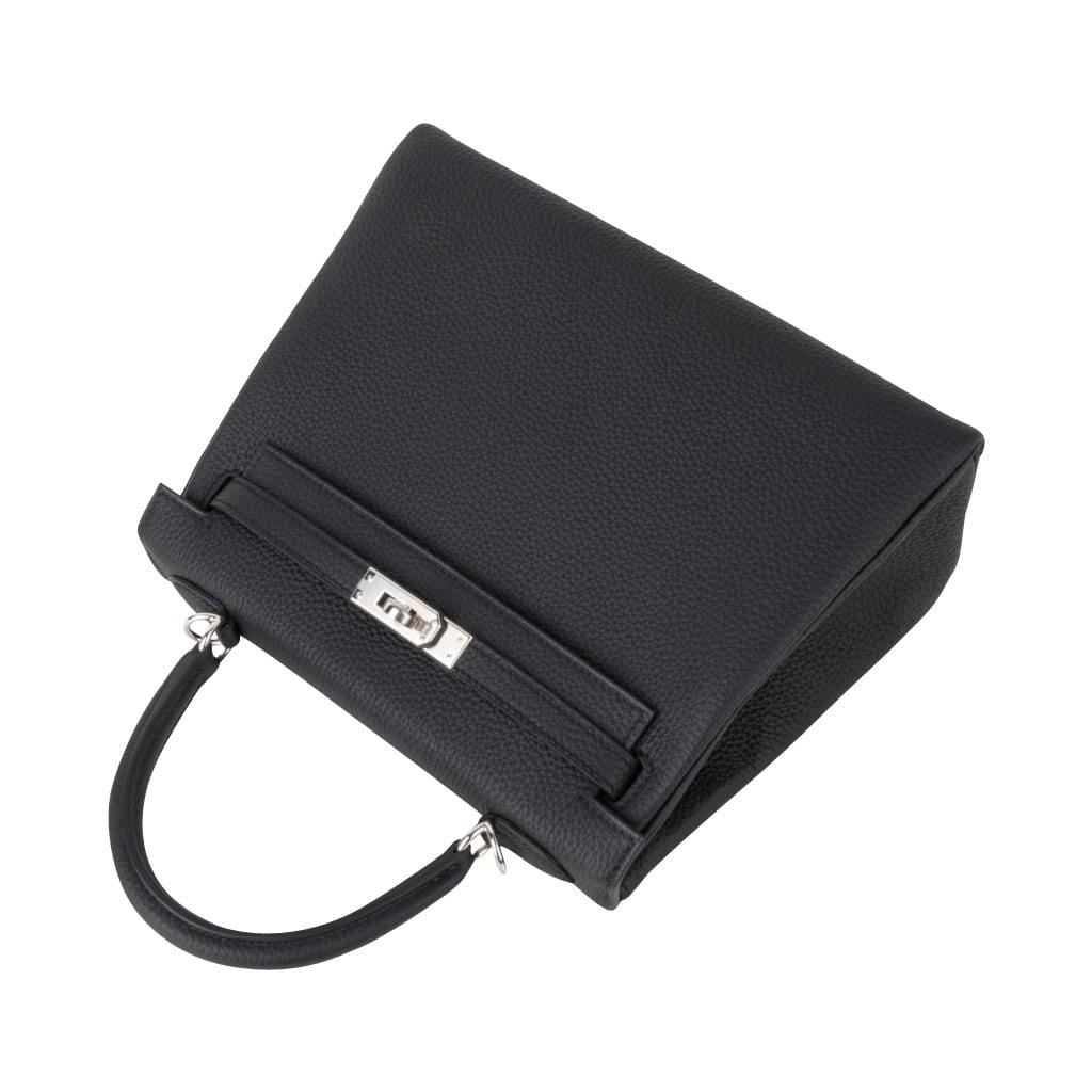 👜Kelly 25 Bag Black Togo Palladium Hardware (Retourne)