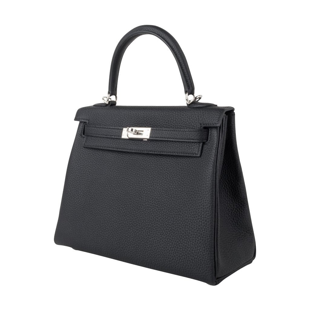 👜Kelly 25 Bag Black Togo Palladium Hardware (Retourne)