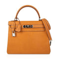 👜Kelly 28 Bag Gold Peau Porc Leather with Palladium Hardware