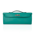 👜Kelly Cut Vert Verone Clutch Bag Swift Palladium