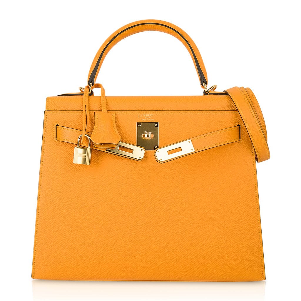 👜Kelly Sellier 28 Bag Jaune D’Or Epsom Leather Gold Hardware