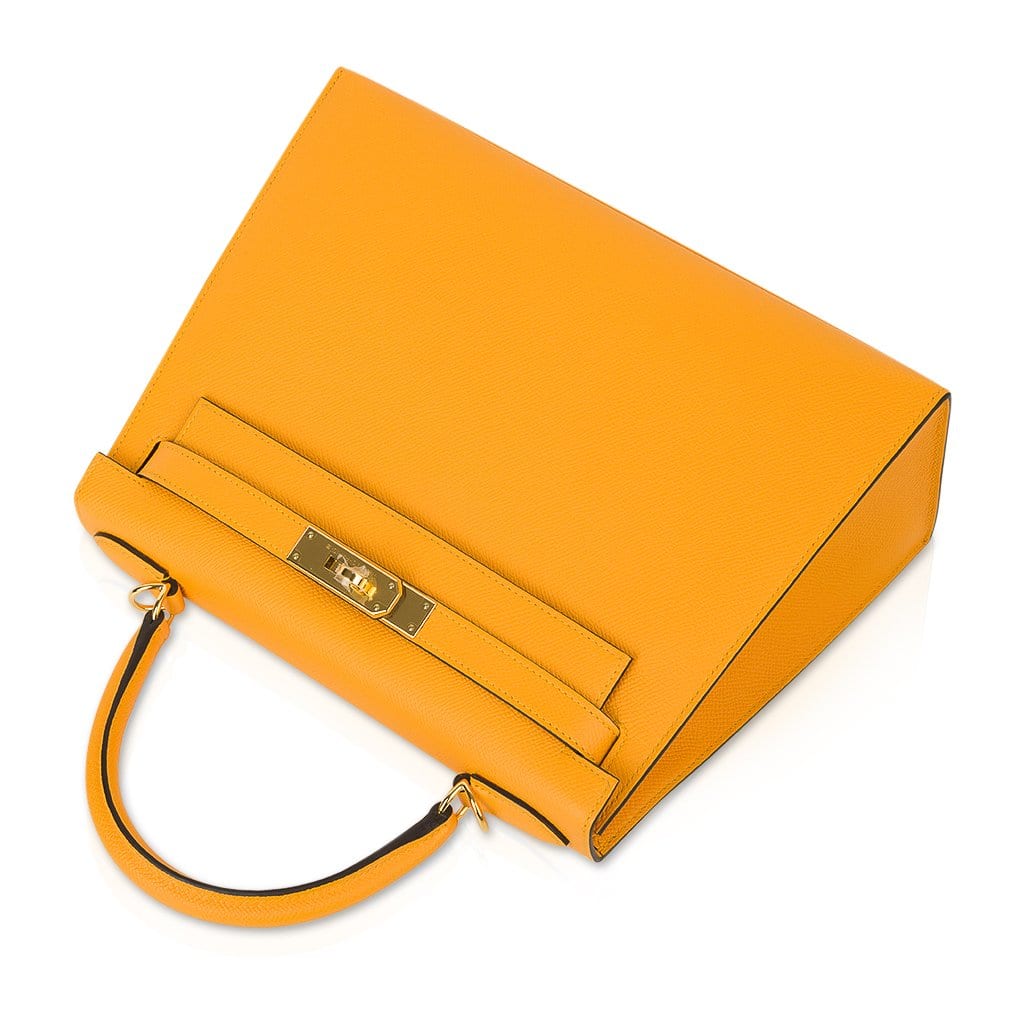 👜Kelly Sellier 28 Bag Jaune D’Or Epsom Leather Gold Hardware