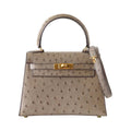 👜Kelly 20 Mini Sellier Vintage Bag Gray Ostrich Gold Hardware