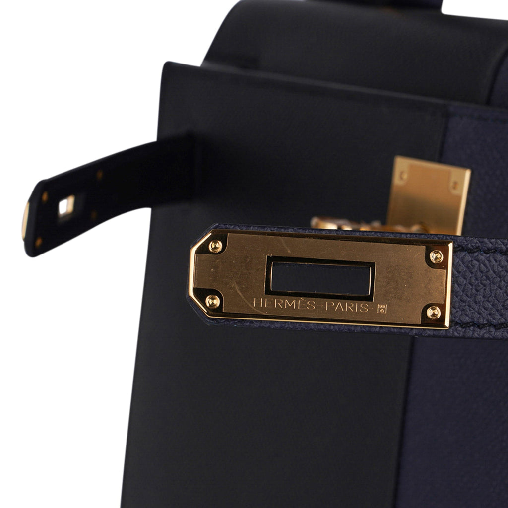 👜Kelly Casaque 28 Bag Black / Bleu Indigo Sellier Limited Edition
