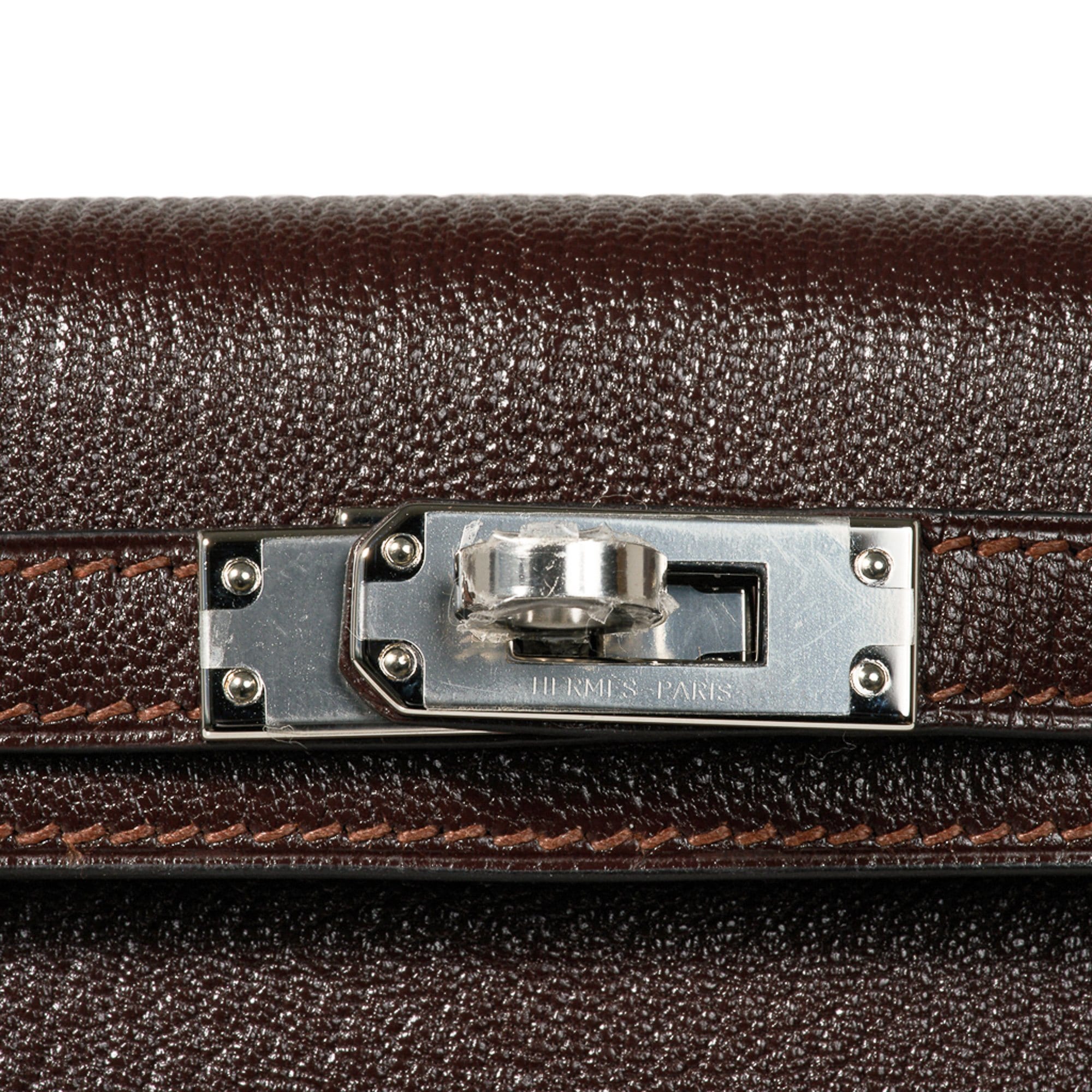 👜Kelly 20 Bi-Color Mini Sellier Bag Havane / Etrusque Chevre Palladium