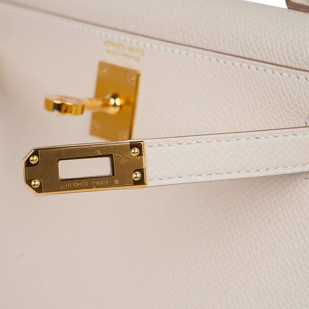 👜Kelly 20 Mini Sellier Bag Craie Epsom Leather with Gold Hardware