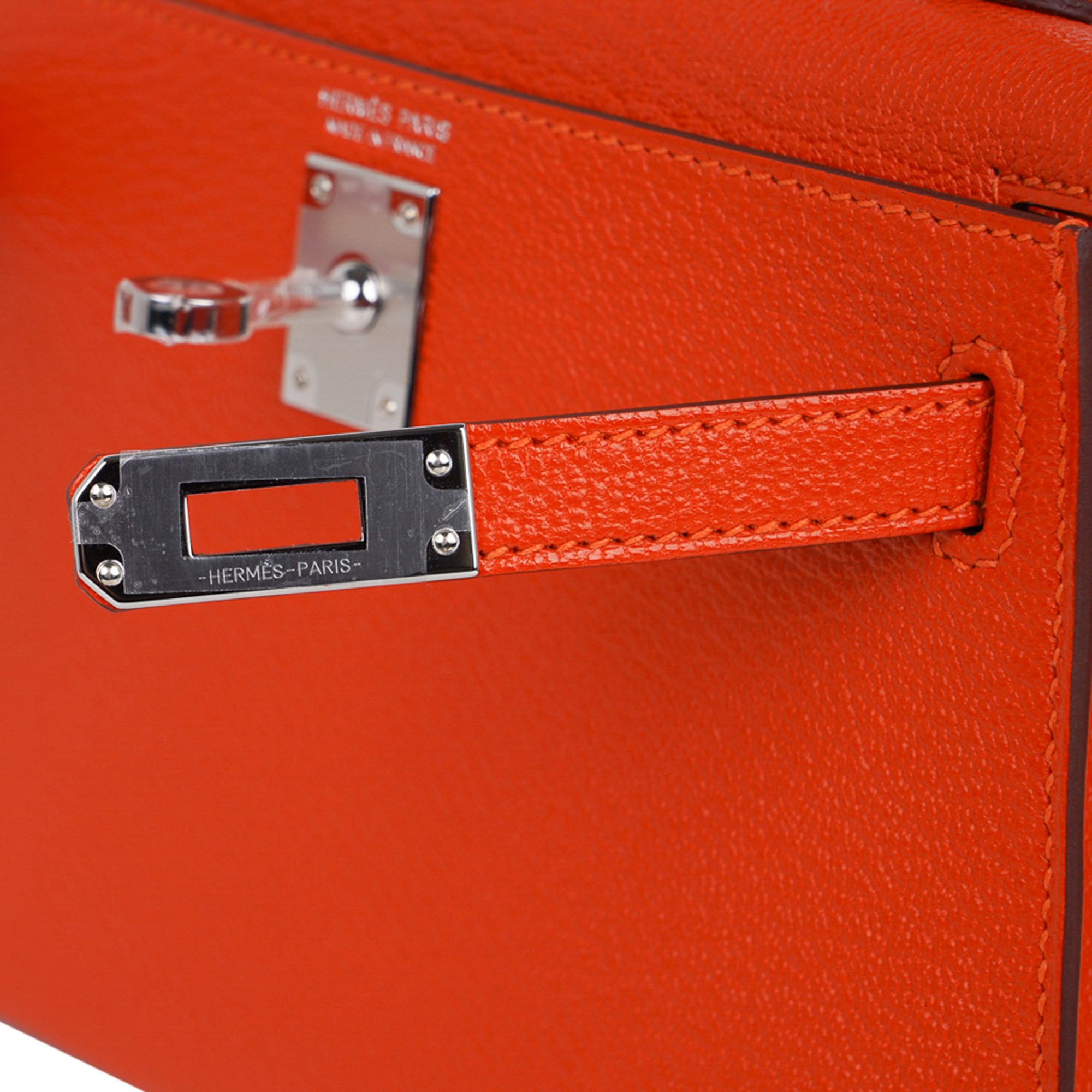 👜Kelly 20 Mini Sellier Bag Orange Feu / Rose Eglantine Chevre Bi-Color New w/Box