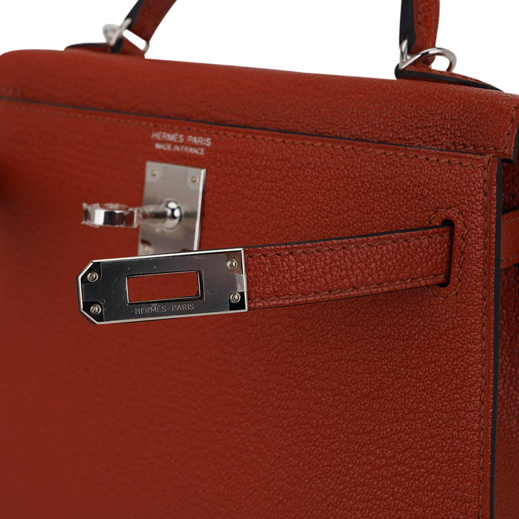 👜Mini Kelly 20 Bag Sellier Cuivre Chevre Leather with Palladium Hardware