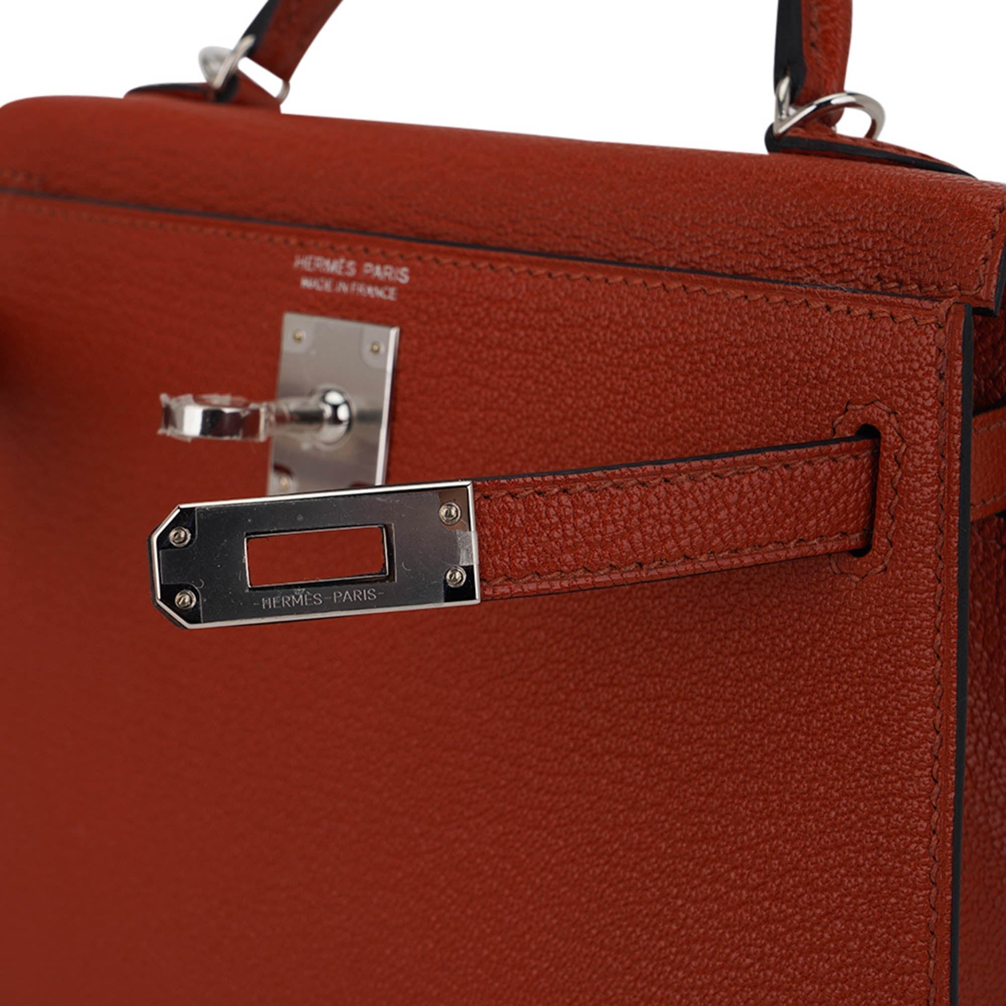 👜Mini Kelly 20 Bag Sellier Cuivre Chevre Leather with Palladium Hardware