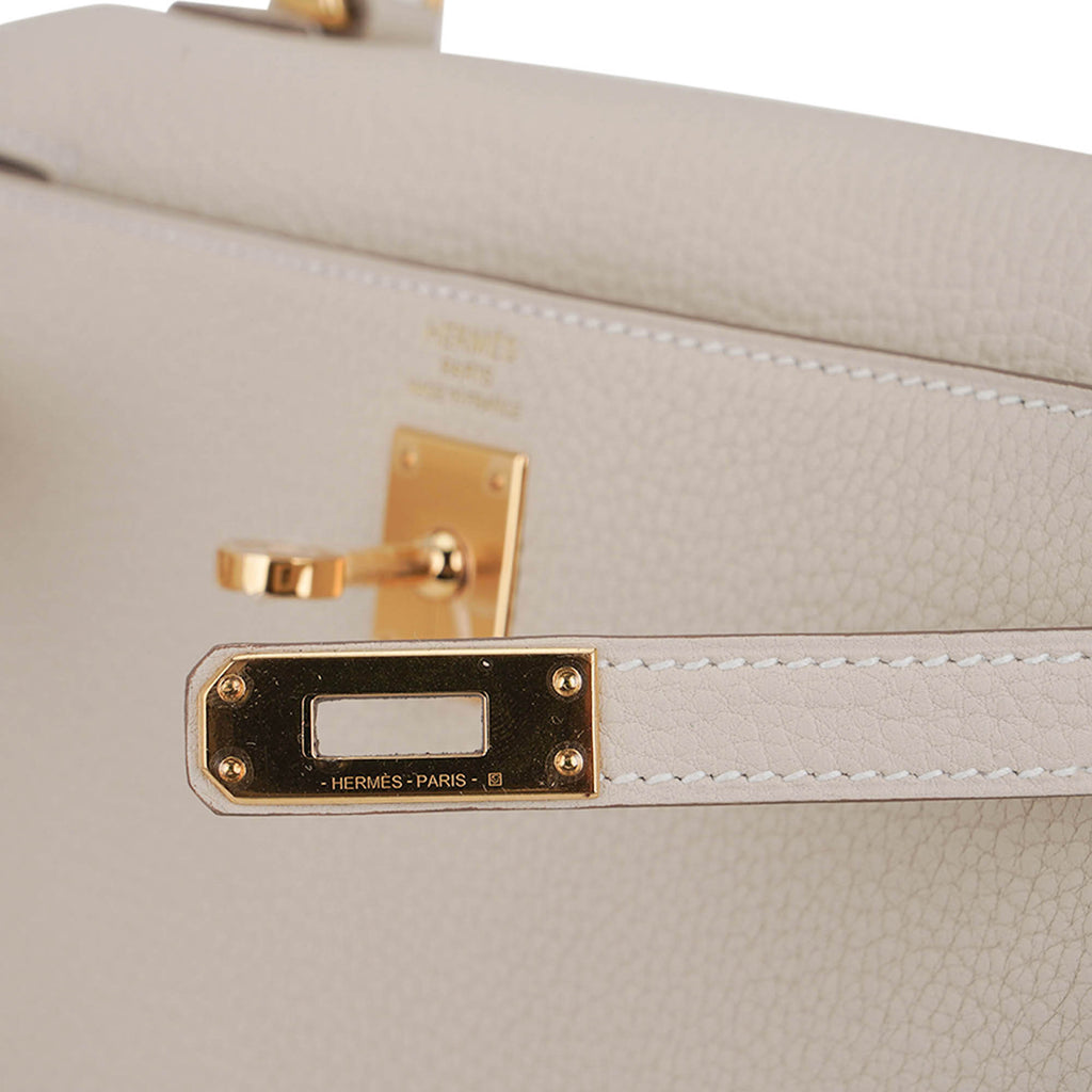 👜Kelly Retourne 25 Bag Craie Togo Leather with Gold Hardware