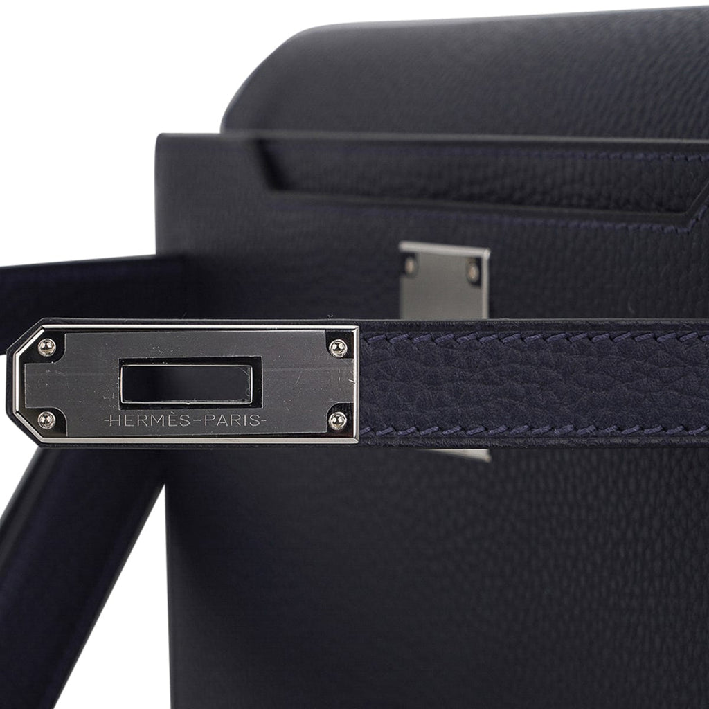 👜Kelly Depeches 25 Pouch Blue Ocean Galop D’Vache Leather with Palladium Hardware