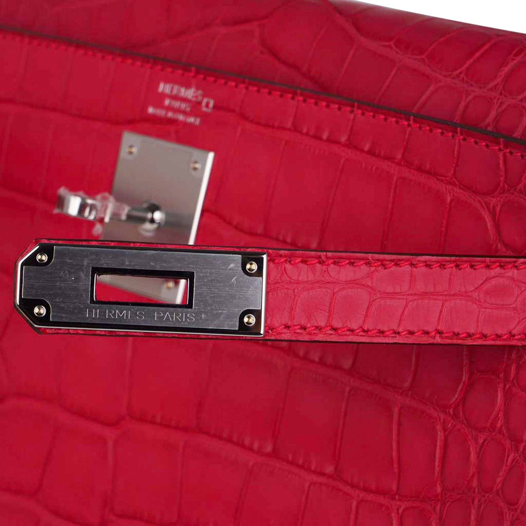 👜Kelly 28 Bag Rose Extreme Matte Alligator with Palladium Hardware