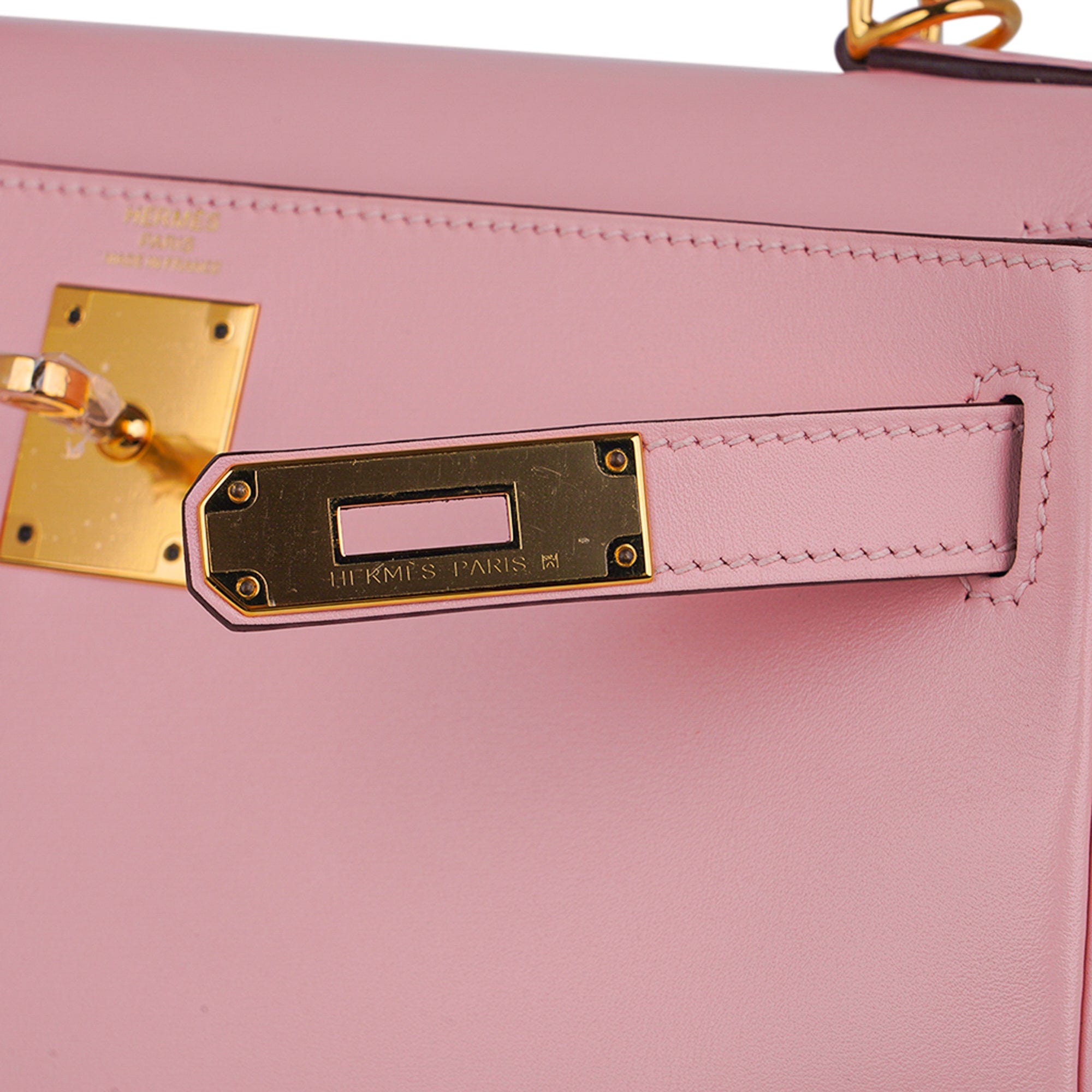👜Kelly 28 Bag Rose Sakura Gold Hardware Swift Leather