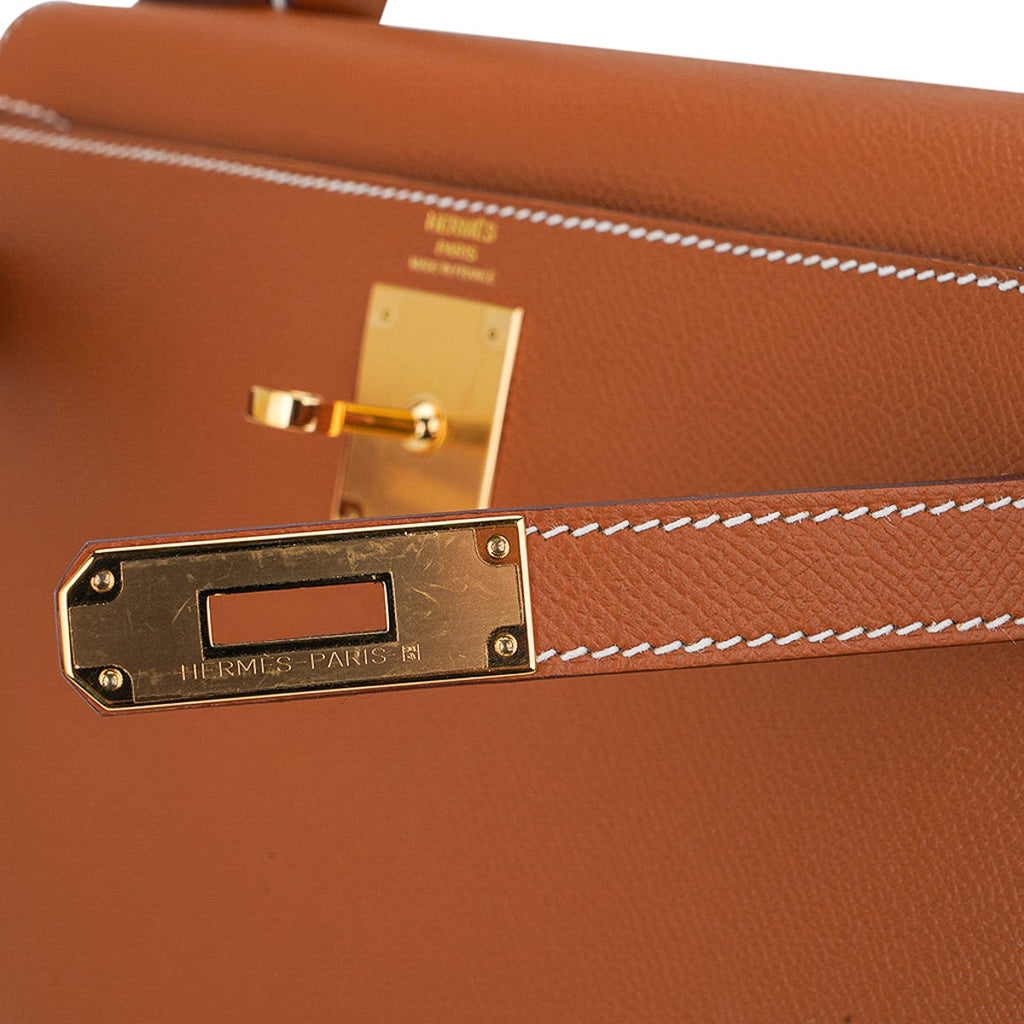 👜Kelly 28 Sellier Bag Gold Epsom Leather with Gold Hardware