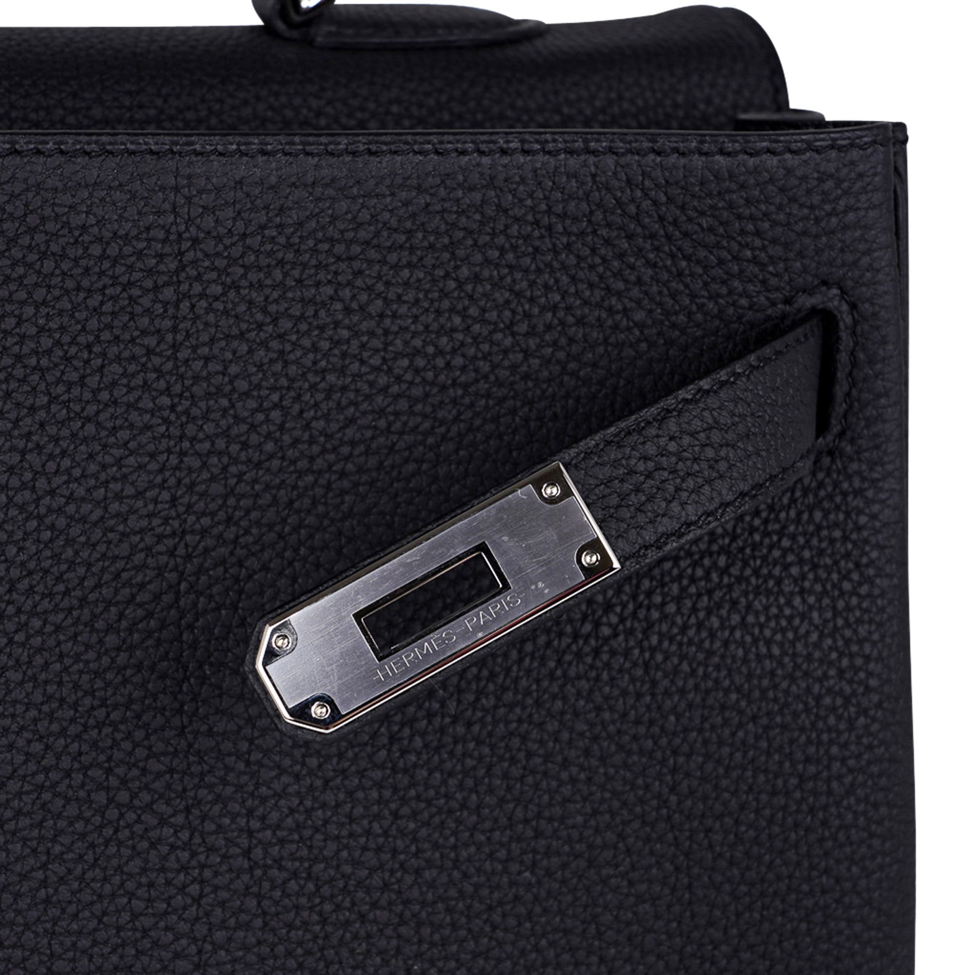 👜Kelly 35 Bag Black Retourne Togo Palladium Hardware New