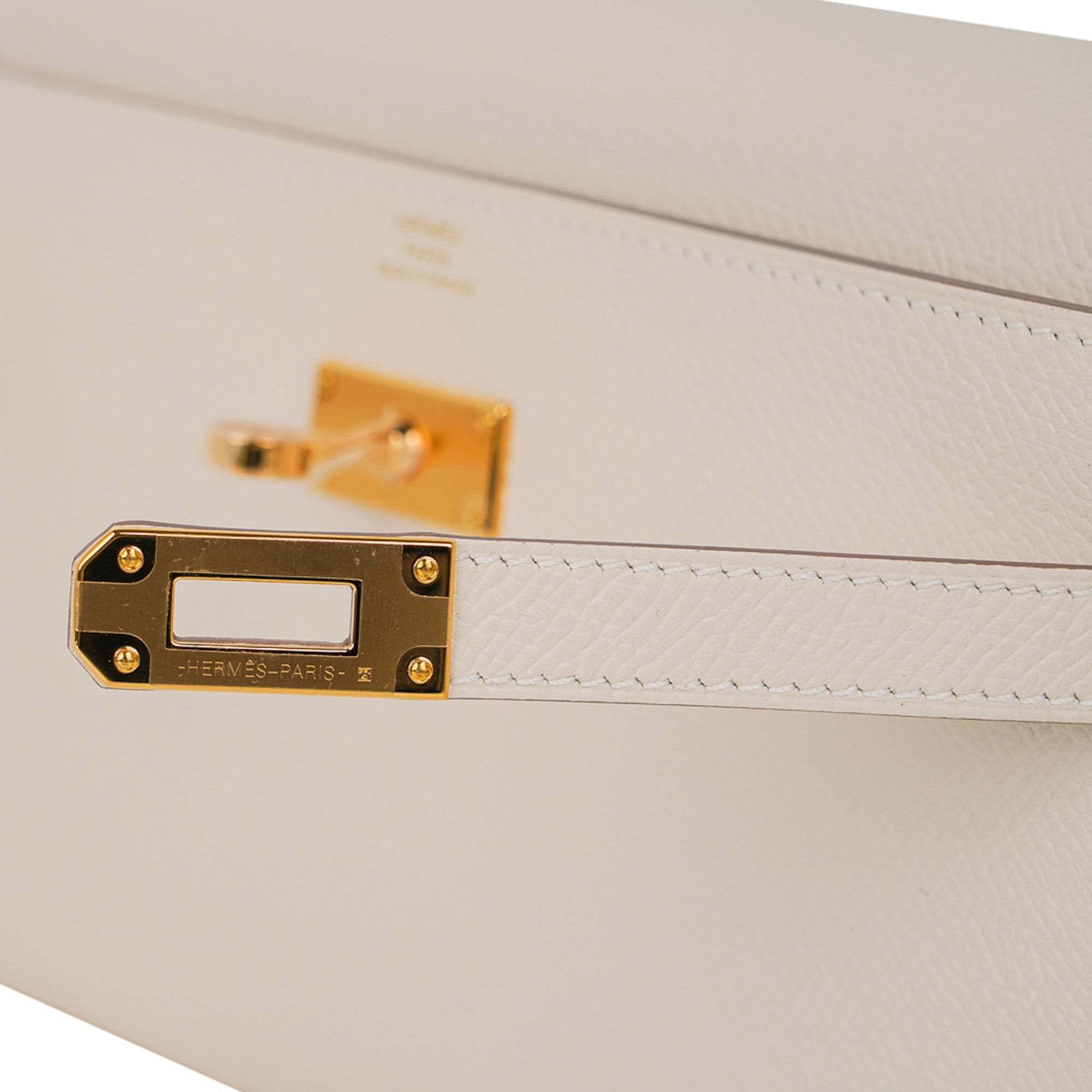 👜Kelly Classique To Go Wallet Craie Epsom Gold Hardware New w/Box