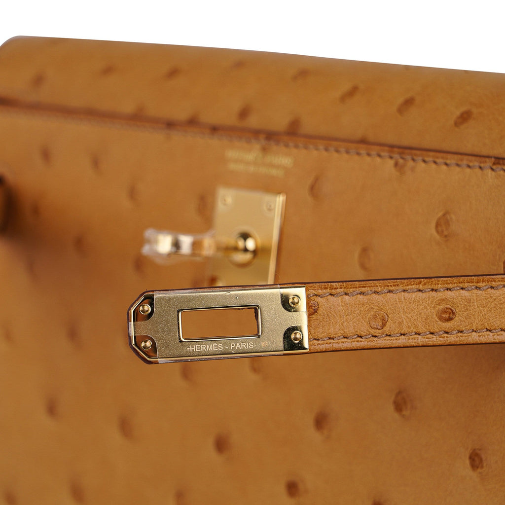 👜Kelly Danse Bag Tabac Camel Ostrich with Gold Hardware