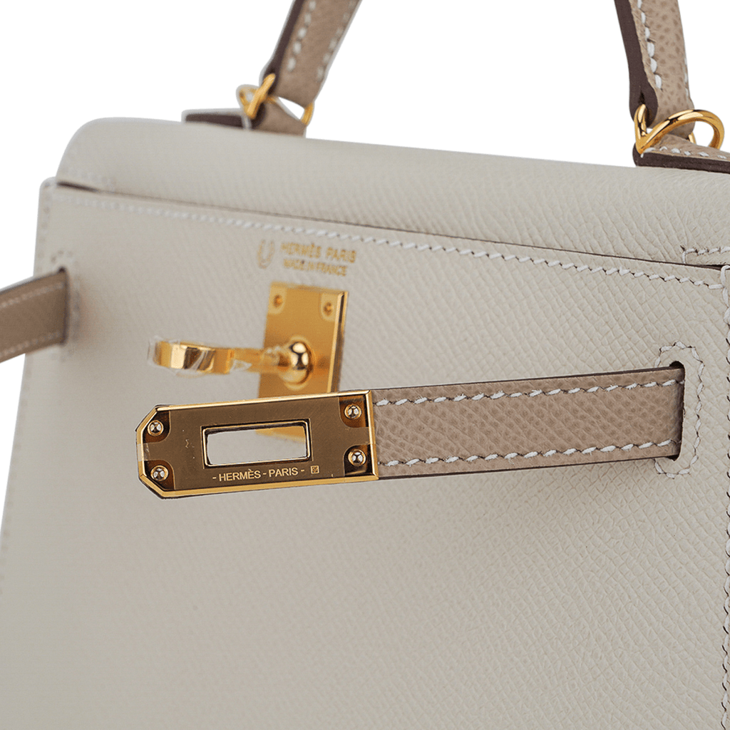 👜Special Order HSS Mini Kelly 20 Sellier Bag Nata and Trench Epsom Leather with Gold Hardware
