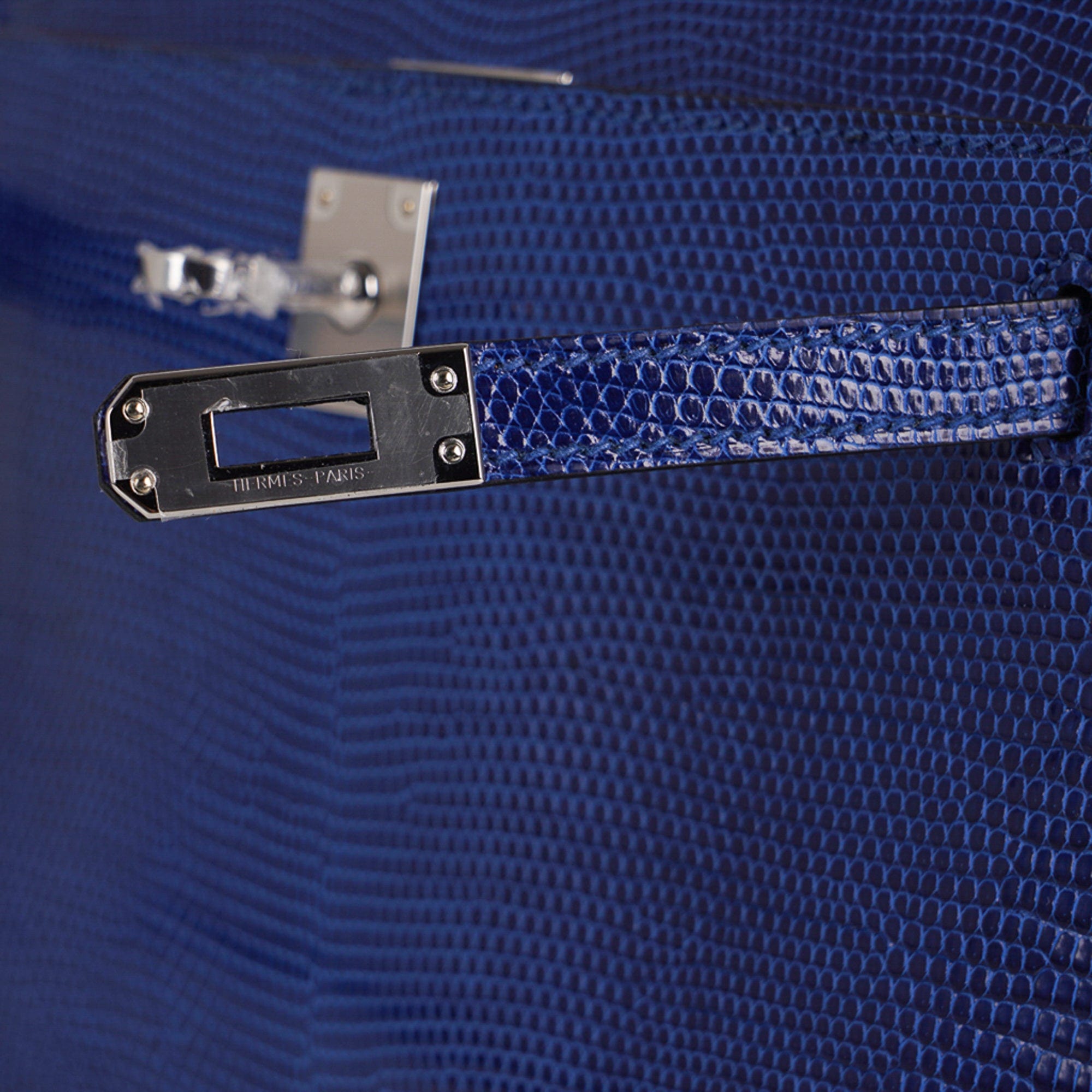 👜Kelly Pochette Bag Blue Sapphire Lizard Clutch Palladium Hardware