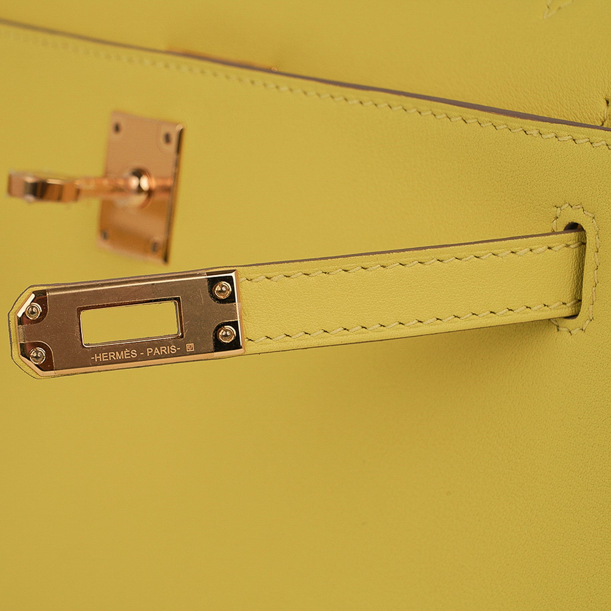 👜Kelly Pochette Bag Lime Clutch Gold Hardware Swift Leather