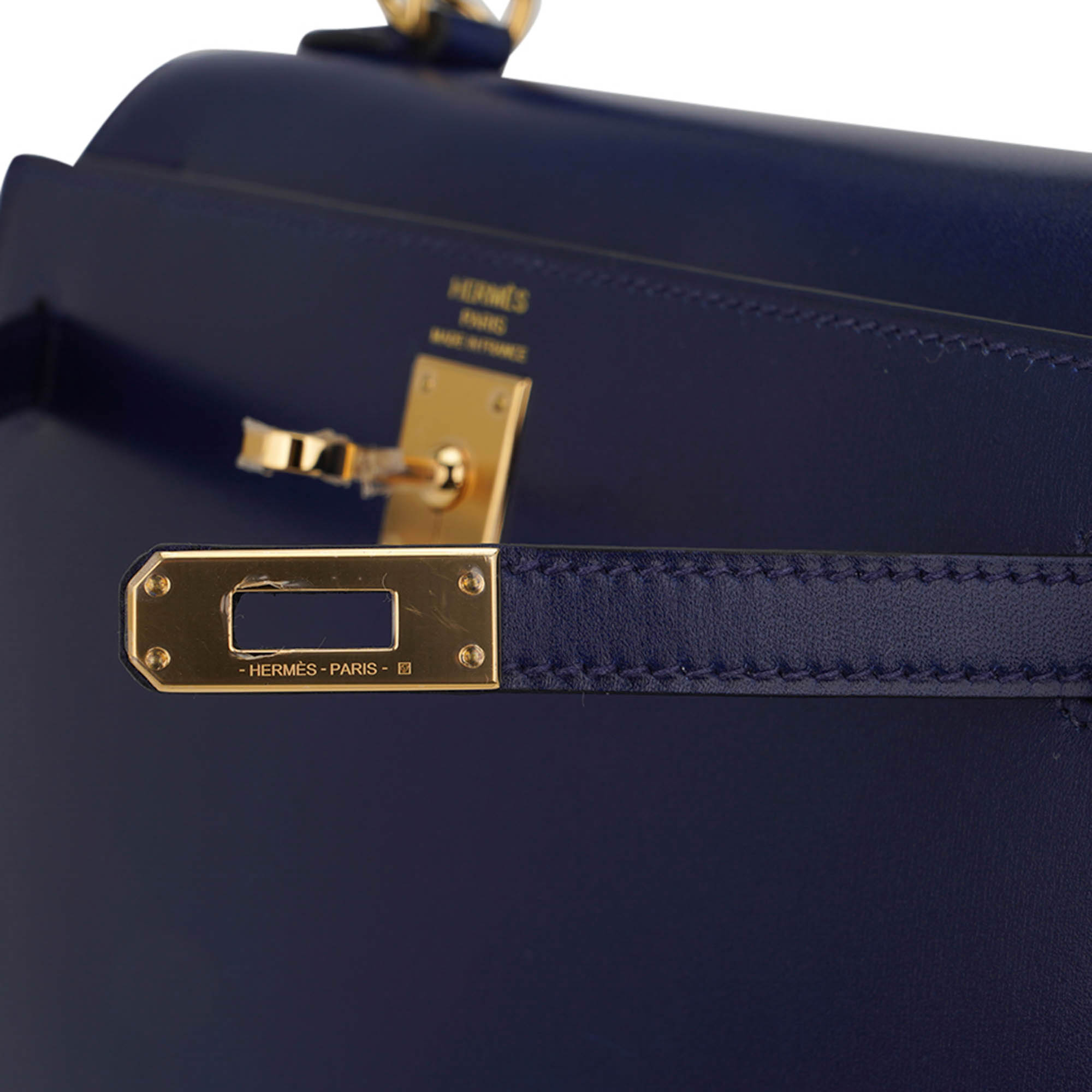 👜Kelly Sellier 25 Bag Blue Sapphire Box Leather with Gold Hardware
