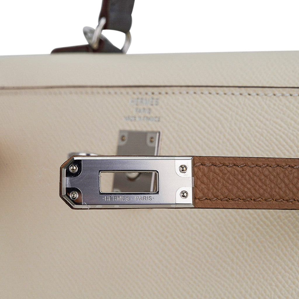 👜Kelly Sellier 25 Bag Nata Chai & Gris Meyer Epsom Leather with Palladium Hardware
