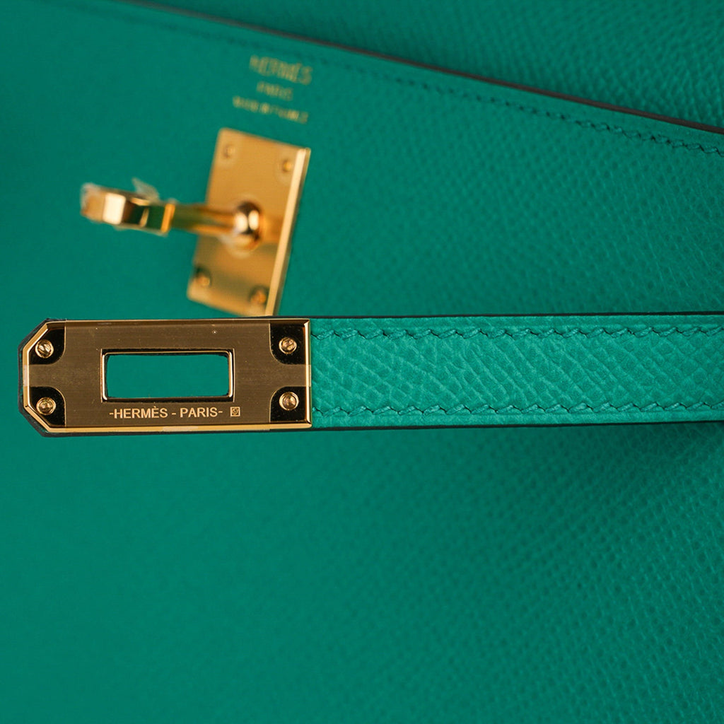 👜Kelly 25 Sellier Bag Jade Epsom Leather with Gold Hardware