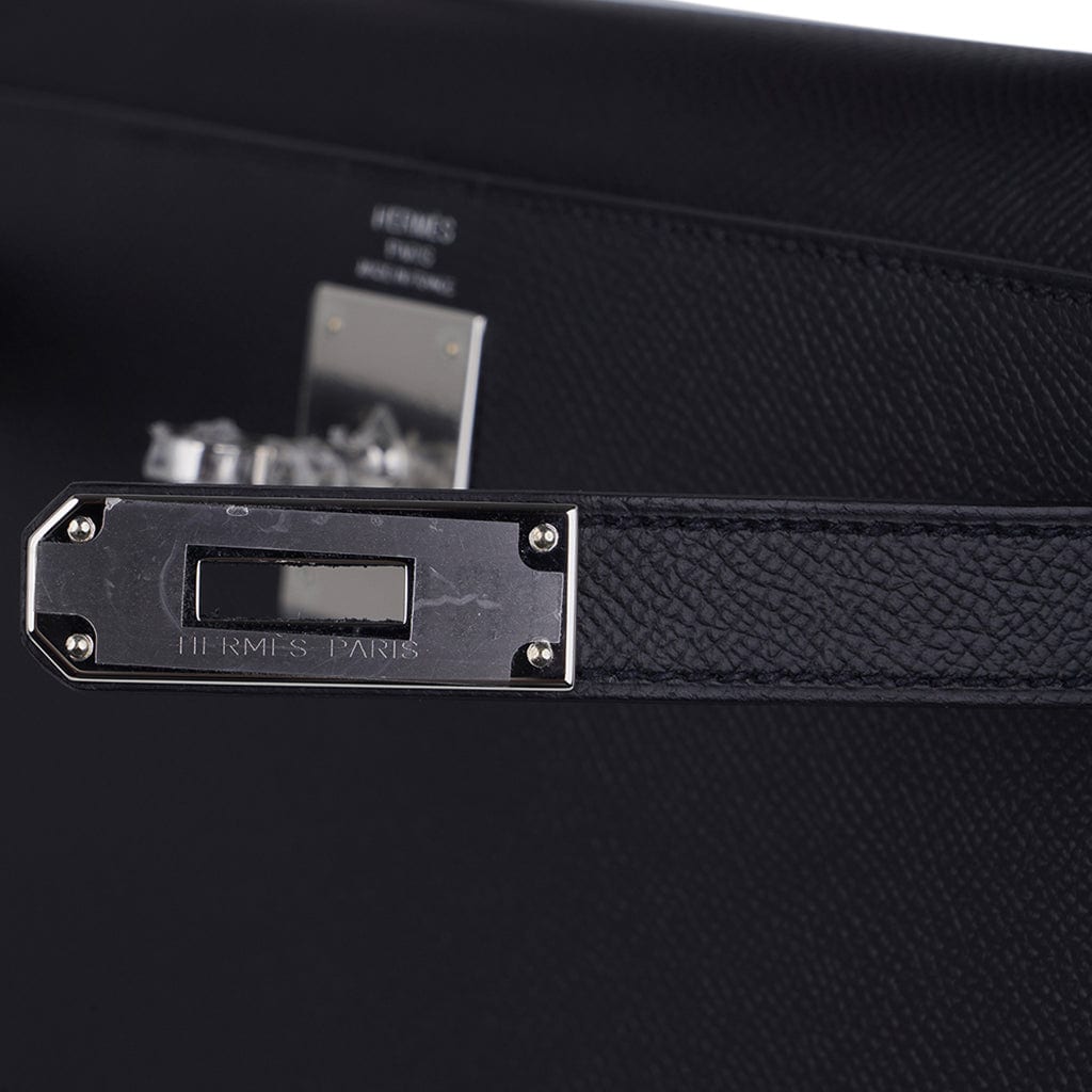 👜Kelly 28 Sellier Bag Black Epsom Leather with Palladium Hardware