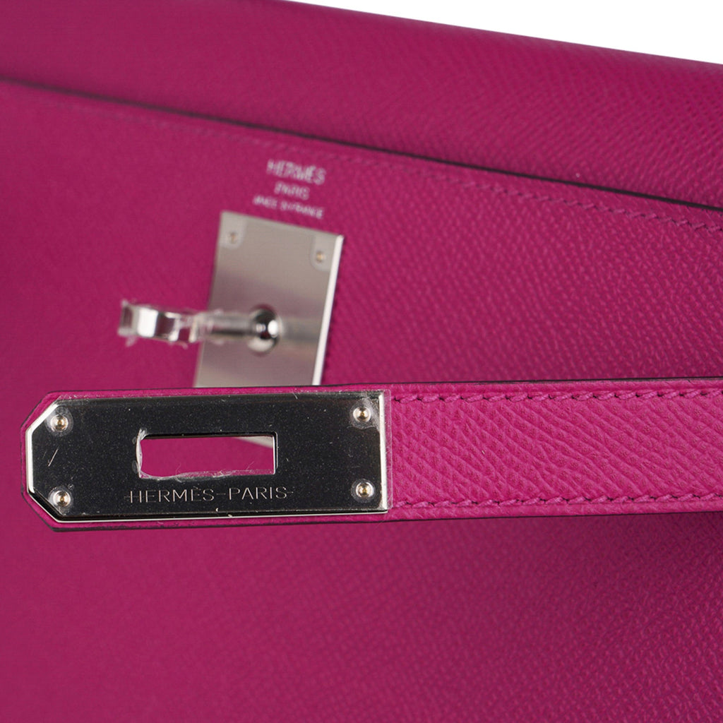 👜Kelly 28 Sellier Bag Rose Pourpre Epsom Leather with Palladium Hardware