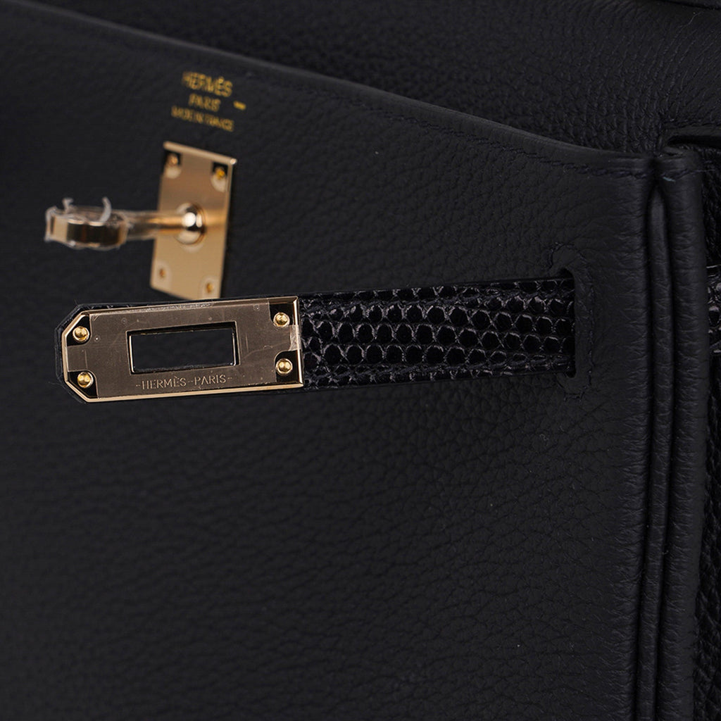 👜Kelly Touch 25 Retourne Bag Black Lizard / Togo Permabrass Hardware
