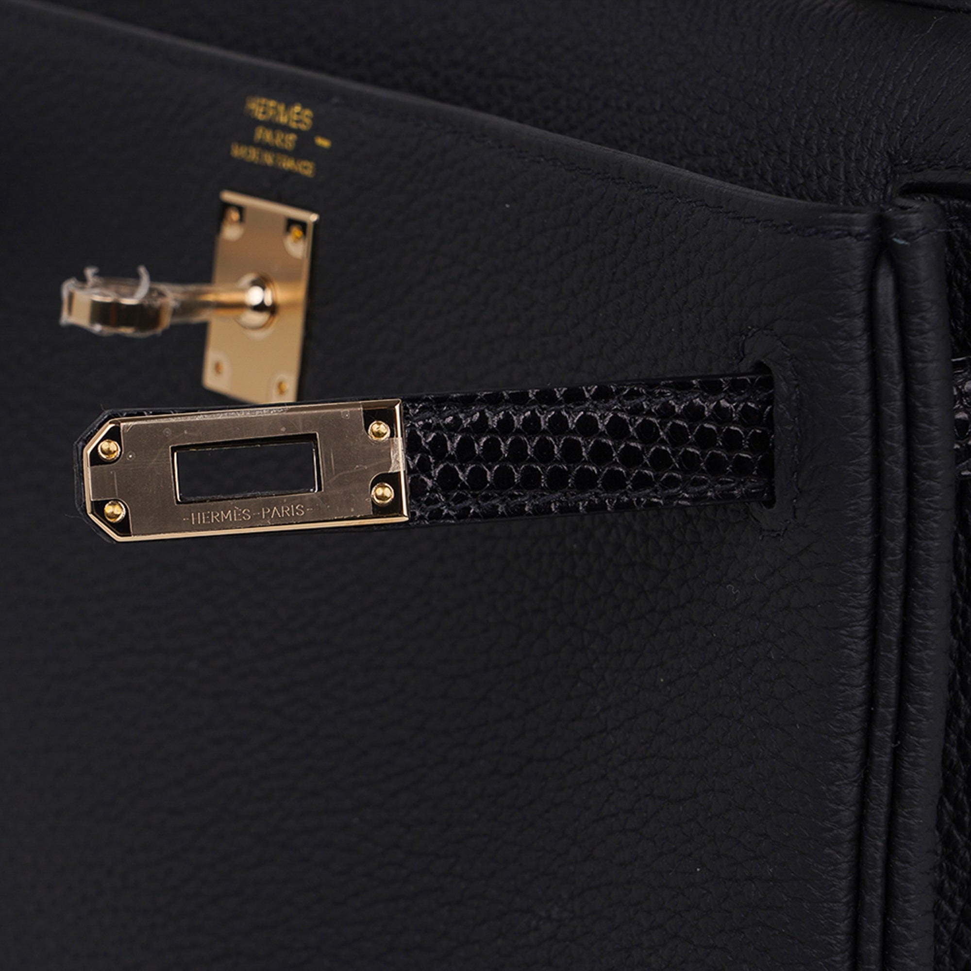 👜Kelly Touch 25 Retourne Bag Black Lizard / Togo Permabrass Hardware