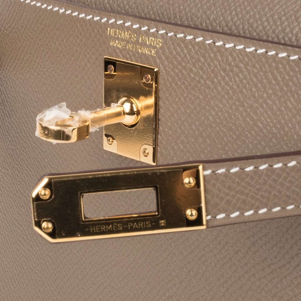 👜Kelly 20 Mini Sellier Bag Etoupe Limited Edition Epsom Gold Hardware