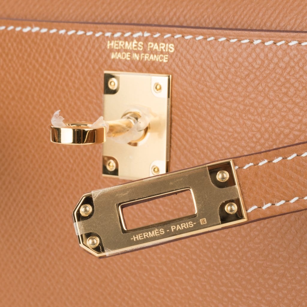 👜Mini Kelly 20 Bag Sellier Gold Epsom Leather with Gold Hardware