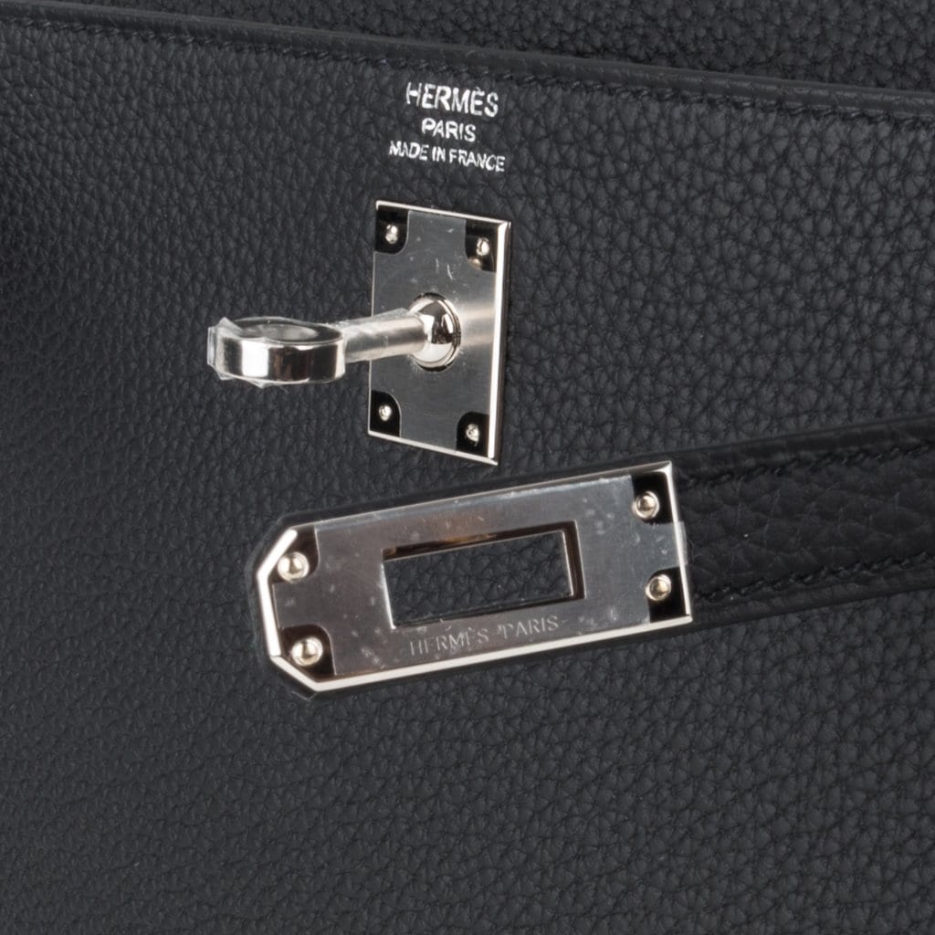 👜Kelly 25 Bag Black Togo Palladium Hardware (Retourne)