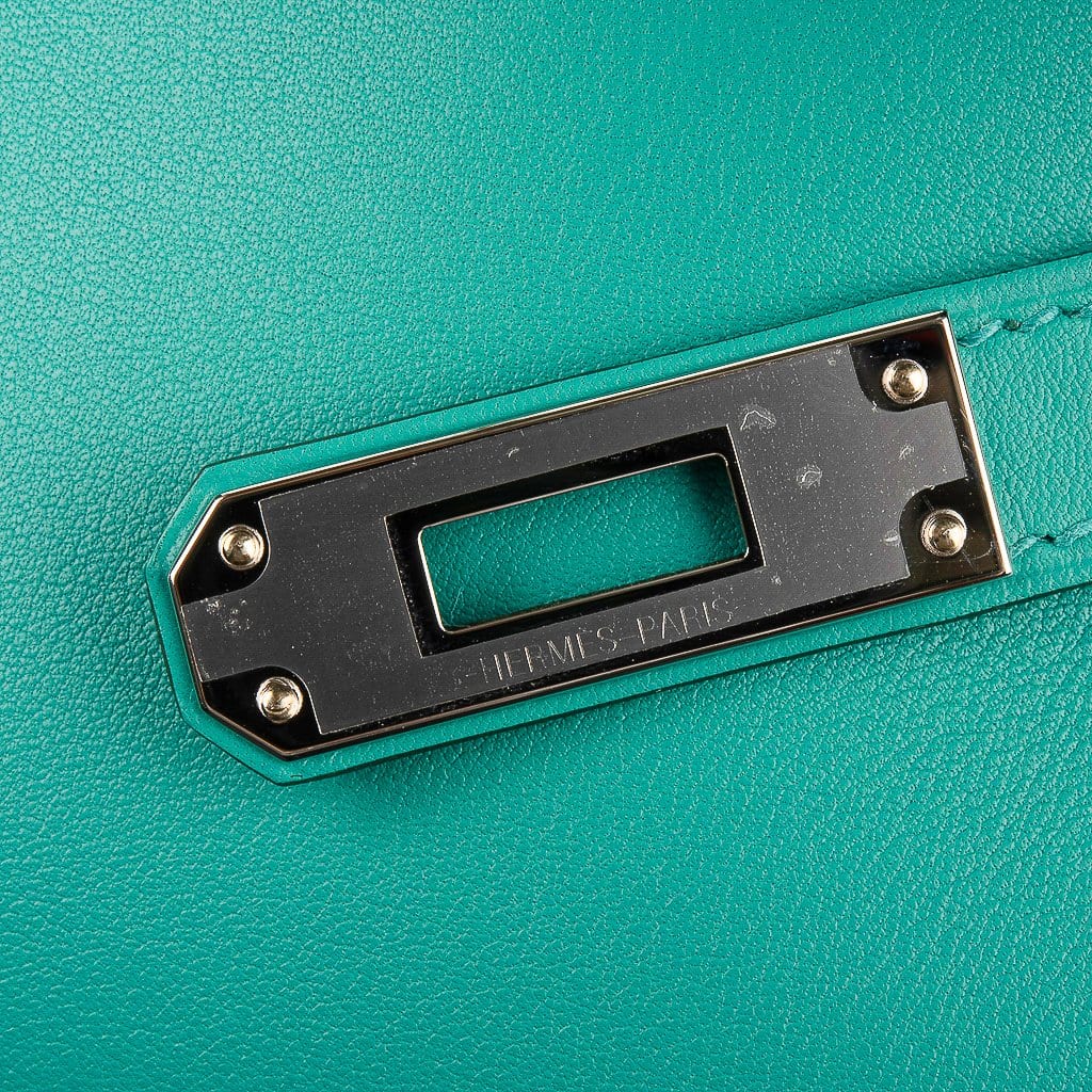 👜Kelly Cut Vert Verone Clutch Bag Swift Palladium