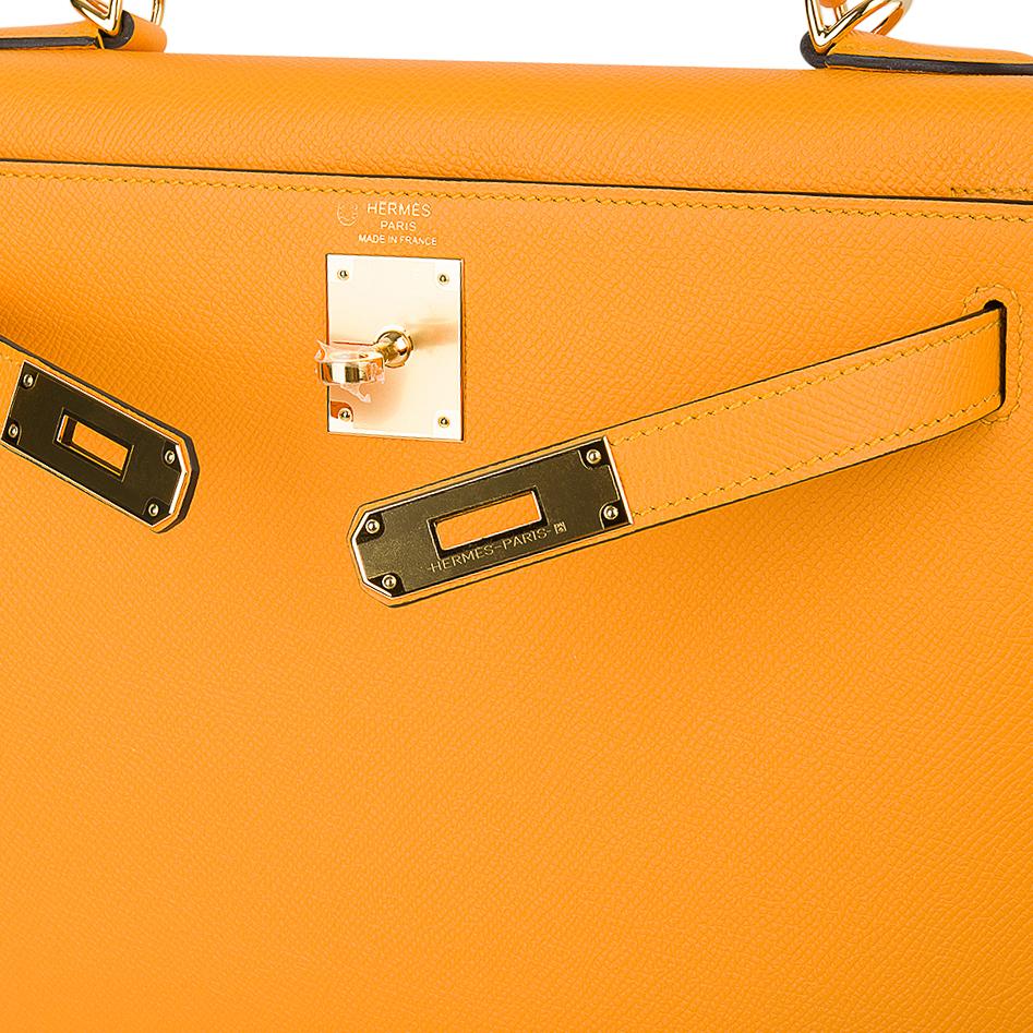 👜Kelly Sellier 28 Bag Jaune D’Or Epsom Leather Gold Hardware